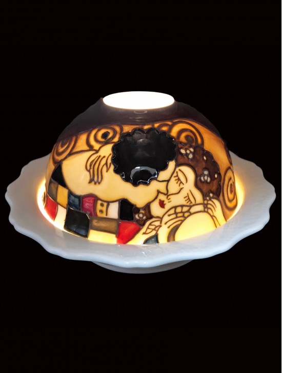 Hand Painted Porcelain "The Kiss" Dome Light with LED base